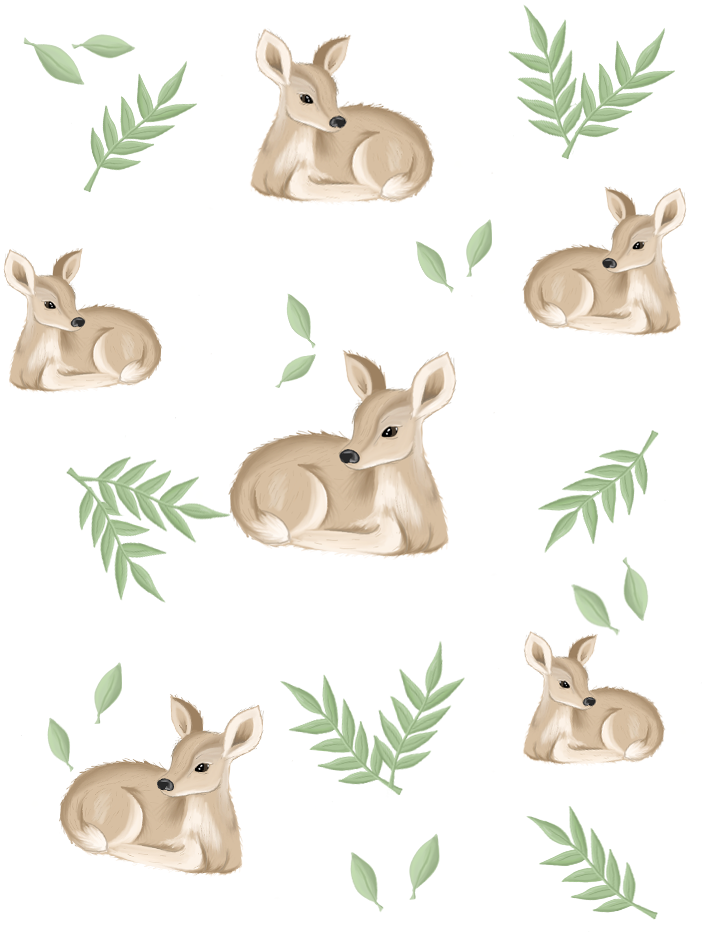 Deer and leaves repeating pattern